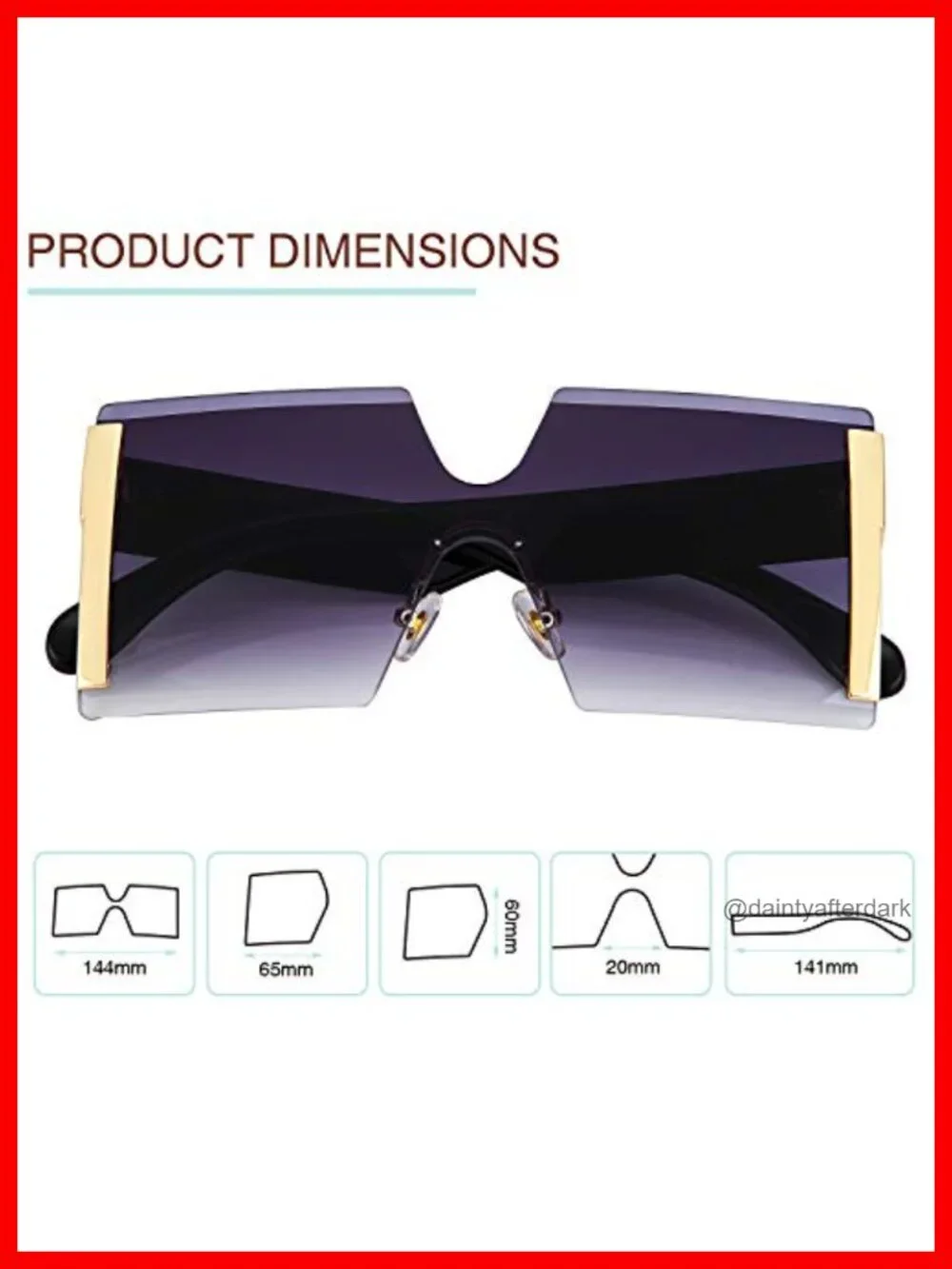 3 Pairs Oversized Rimless Square Sunglasses for Women Lightweight Plastic Metal